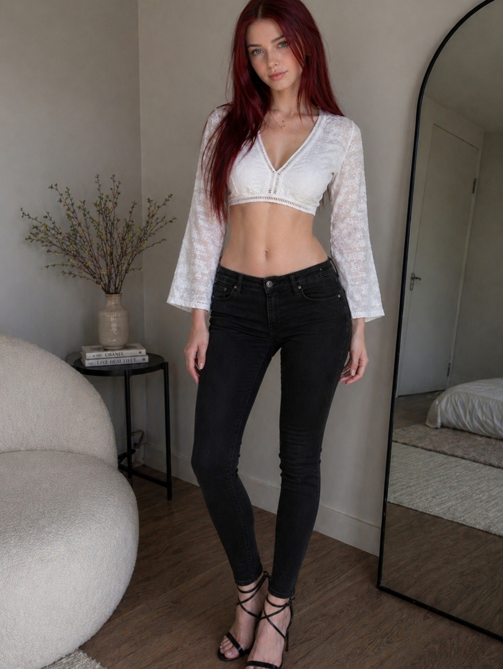 EUC TWFS Size Small White Delicate Flutter Sleeve Tie Front Crop Top!